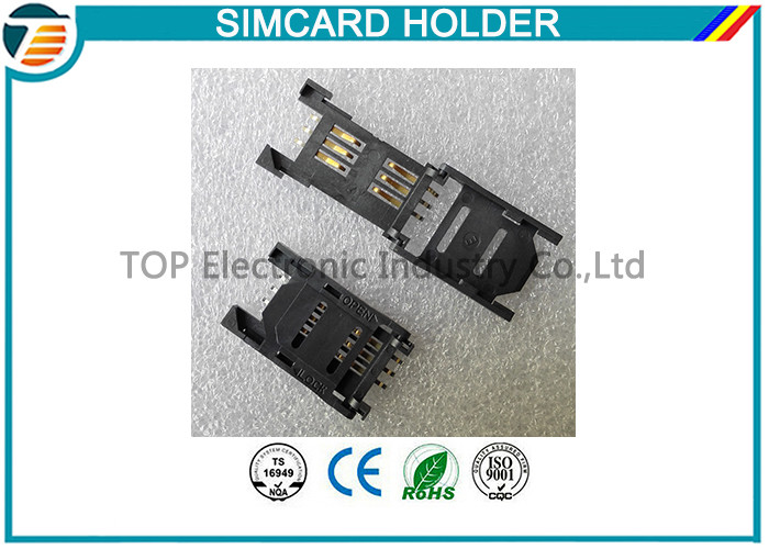 China 2.54MM Pitch SIM Card Holder / SAM Card Holder with HINGED TYPE 6 Pin TOP-SIM01-1 factory