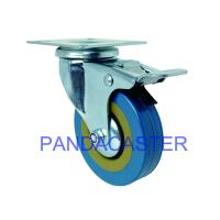 Quality Blue PVC 3 Inch Swivel Casters Trolley Wheels With Dual Lock Brake for sale