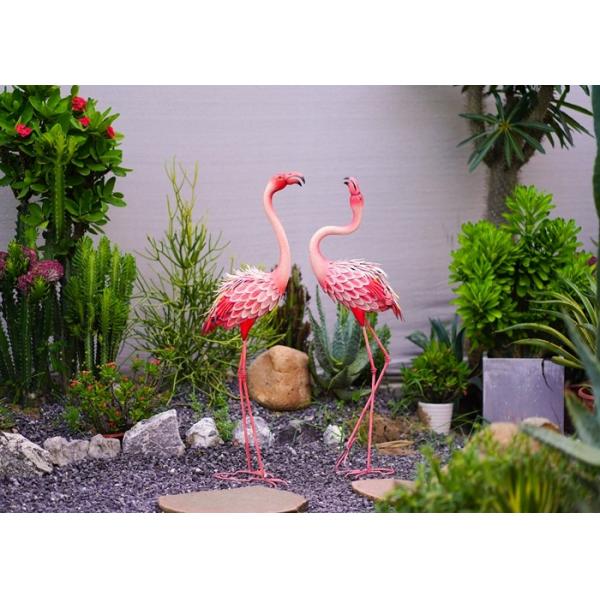 Quality Creative Metal Pink Flamingo Garden Ornament Outdoor Flamingo Yard Art Metal for sale