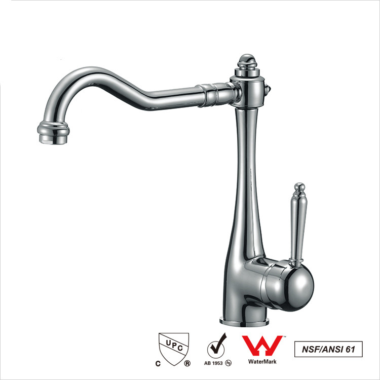 China Watermark Single Handle Water Faucet , Bathroom Basin Water Ridge Tap factory