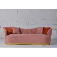China Pink Velvet Fabric Living Room Sofa With Gold Stainless Steel Base factory