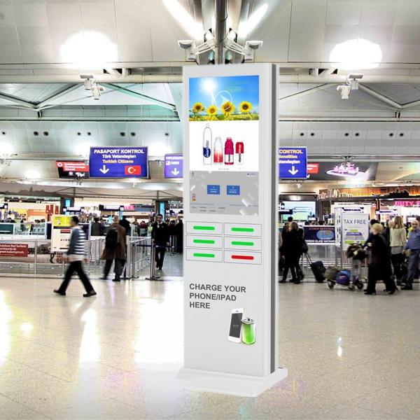 Quality Free Standing Cell Phone Charging Stations And Advertising Kiosk For Public for sale