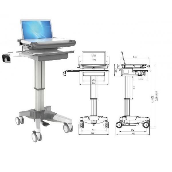Quality Notebook Computer Workstation Trolley White Adjustable Silent Castor Checking for sale