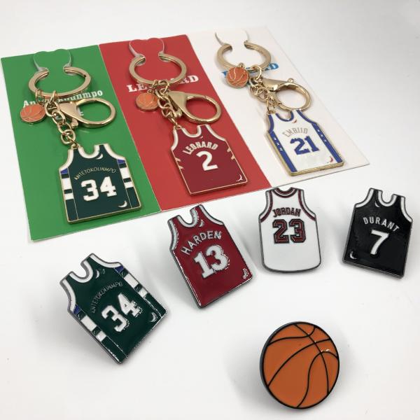 Quality Team Metal Basketball Enamel Pins , Custom NBA Logo Pin Football Basketball for sale