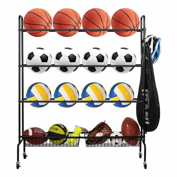 Quality Factory Custom Color Size Metal Basketball Rack Sport Ball Storage Garage Sports Ball Rack for Garage for sale