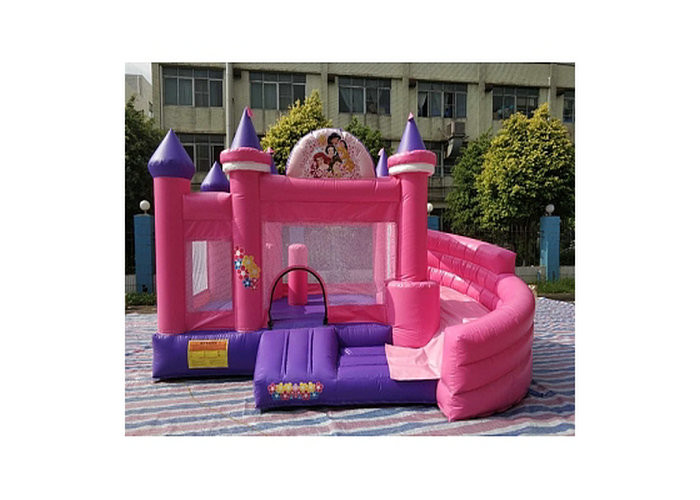 China 0.55mm PVC Pink Cinderella Princess Inflatable Bouncer Combo Commercial Grade factory