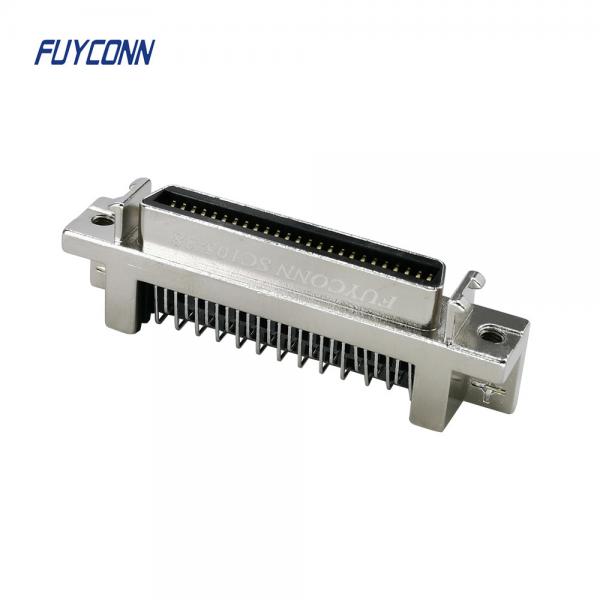 Quality 50 pin SCSI Connector 90 degree PCB Type Zinc Alloy Nickel Plated for sale