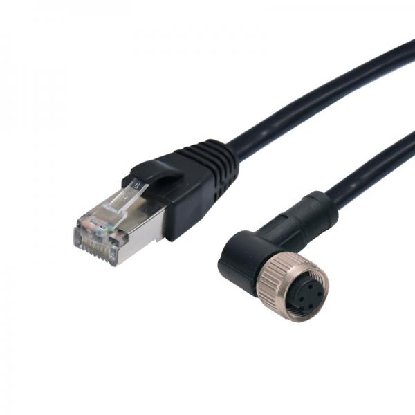 Quality X Coding 8 Pin 90 Degrees M12 Female Connector To Rj45 Cable IP68 PA66 for sale