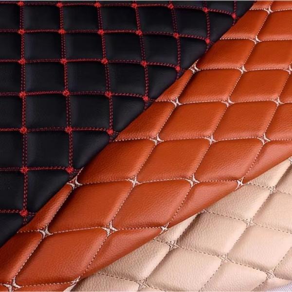 Quality Car Footmat PVC Faux Leather Material Diamond Embroidery PVC Sponge Leather for sale