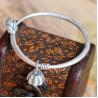 China Sterling Silver Bangle Cuff Bracelet Engraved Water Lily Flower Vintage Jewelry(053128W) factory
