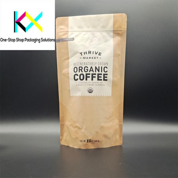 Quality Custom Printing Kraft Stand Up Pouch With Ziplock Kraft Paper Coffee Bags 130-140um for sale