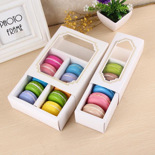 Quality Personalised Macaron Food Packaging Box With Clear Window 15.7x12.8x5.8cm for sale