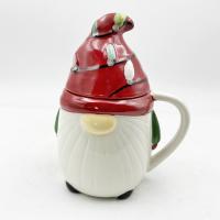 China Custom Creative 3D Spring Gnome Decorations Cups Christmas Ceramic Mugs With Lid factory