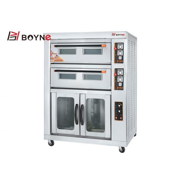 Quality Commercial Bakery Kitchen Equipment Stainless Steel Two Deck Four Trays Gas Oven With Proofer for sale