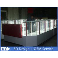 China Customize made white wooden tempered glass mobile kiosk for sale factory