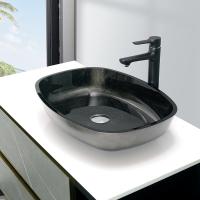 Quality Scratch Resistant Glass Table Top Wash Basin Green Colour Engraving Modern for sale