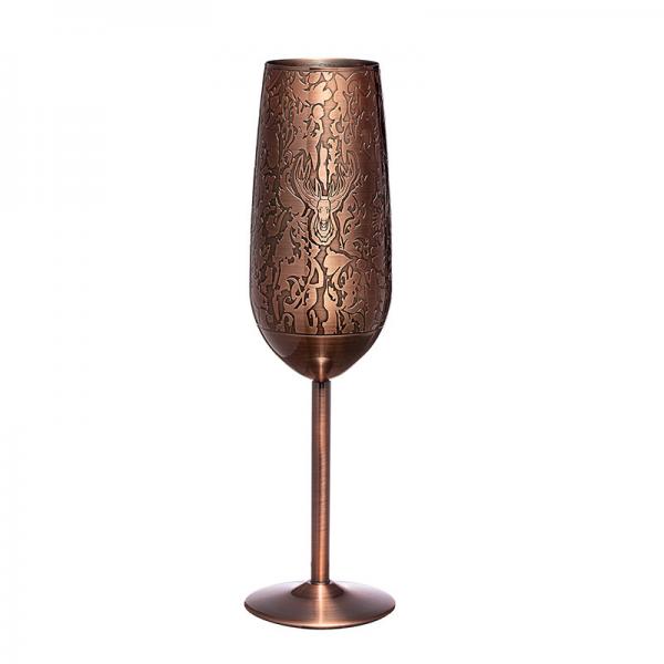 Quality Unbreakable Stainless Steel Champagne Glasses 200ml Copper Baroque Style Wine Cup for sale
