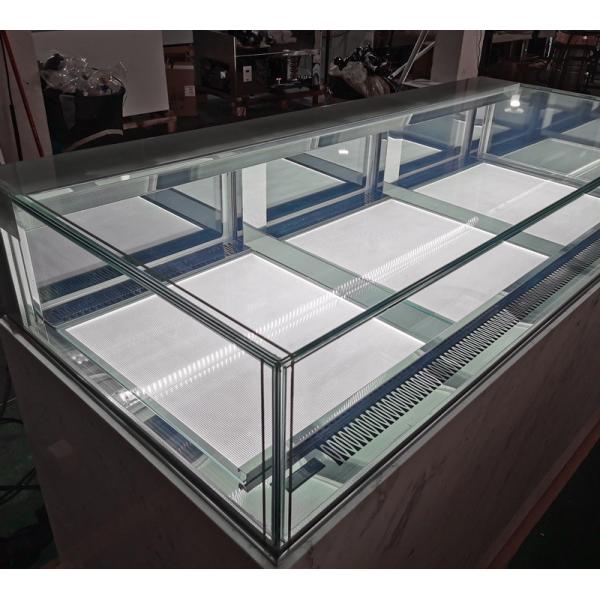Quality 1.8m Chocolate Cooling Fridge For Chocolate Display Clear Glass 45 Degree Mitre for sale
