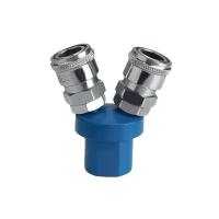 China Blue Metal Pneumatic Hose Fittings , Spring Protection Slef Locking Air Hose Coupling factory