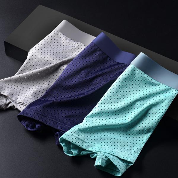 Quality Solid Seamless Boxer Shorts Fabric Cool Ice Silk Men'S Antibacterial Underwear for sale