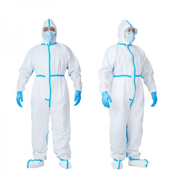 Quality Conjoined Microporous Disposable Protective Coverall With Cap And Foot Cover for sale