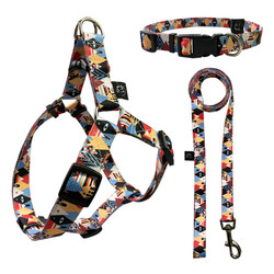 Quality Woven Logo Dog Harness Set Multiple Colour Polyester Dog Harness for sale