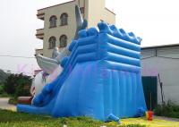 China EN14960 Inflatable Dry Slide For Kids , Blue Double Stitch Inflatable Shark Slide factory