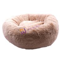 China Donut Round Plush Dog Bed Anti Anxiety Cozy Calming Soft Luxury Pet Bed for sale