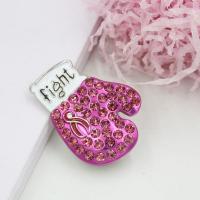 China New Arrival Breast Cancer Awareness Jewelry Pink Ribbon Fighting Box Gloves Pin Brooch Rhinestone Brooch Pins factory