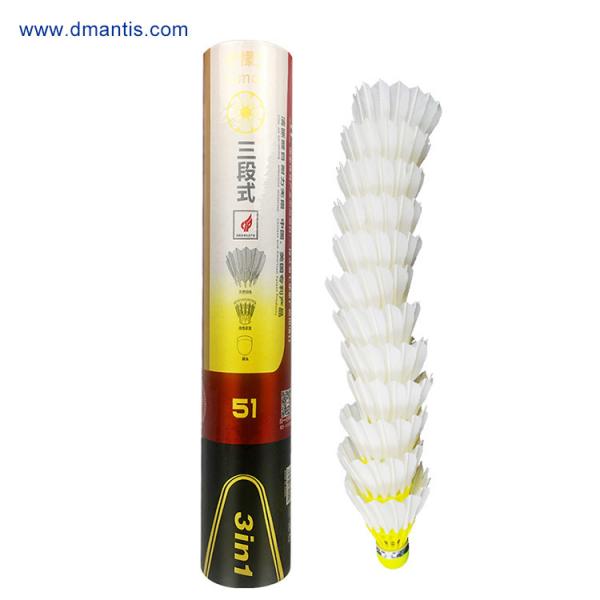 Quality Training Goose Feather Shuttles 3in1 Feather Shuttlecock Badminton Fluorescent for sale