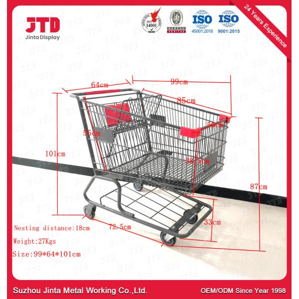 Quality OEM Supermarket Shopping Mall Trolley 180L Heavy Duty Steel Shopping Cart for sale