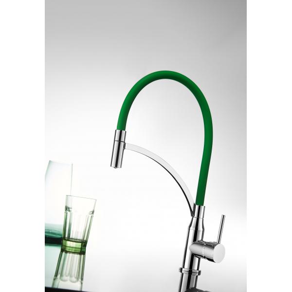 Quality Silicone Hose Chrome Finish Kitchen Mixer Faucet Water Saving Corrosion for sale