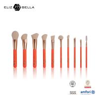 china Synthetic Hair Makeup Brushes With Rolling Printing Soft Touch Wooden Handle