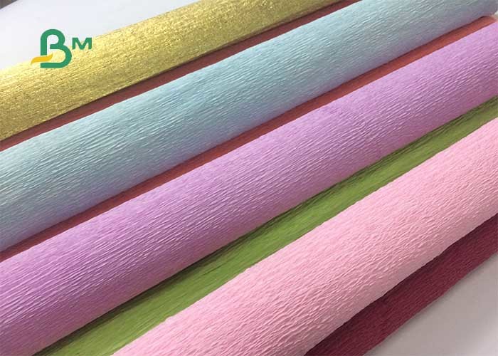 China Colored Double Sided Crepe Paper Roll 52cm x 250cm For Decorations factory