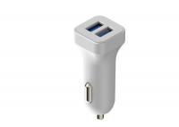 China White 12VDC - 24VDC Car Usb Charger Dual Port 5V 2.4A For Fast Charging factory