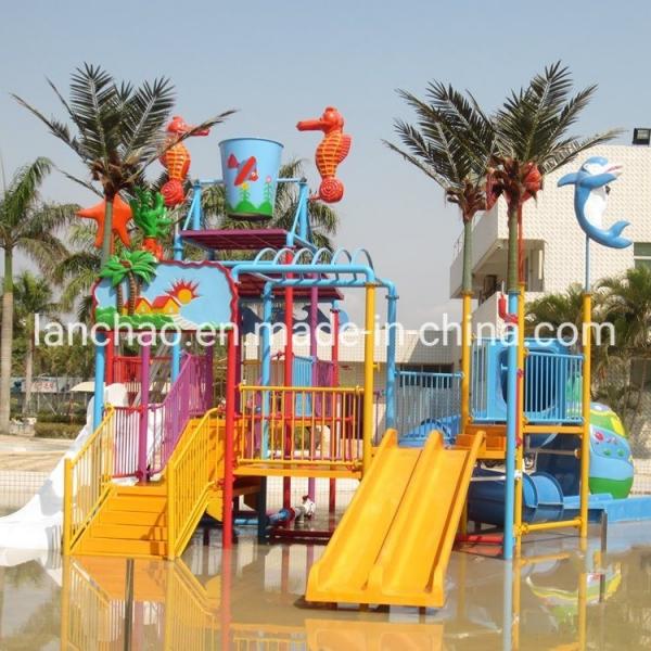Quality Fiberglass Kids Splash Water Playground With Open Straight Water Slide for sale