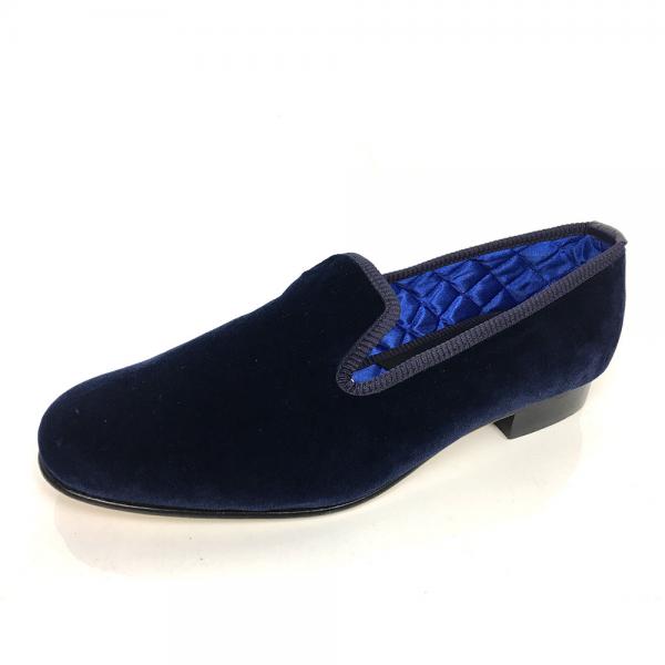 Quality Italy Imported Luxury Sheepskin Black Suede Slip On Shoes Gold Embroidered Pattern for sale