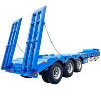China 3 Axle 60/80 Tons Excavator Equipment  Lowbed Semi Trailer With Ladder for Sale in Zimbabwe factory