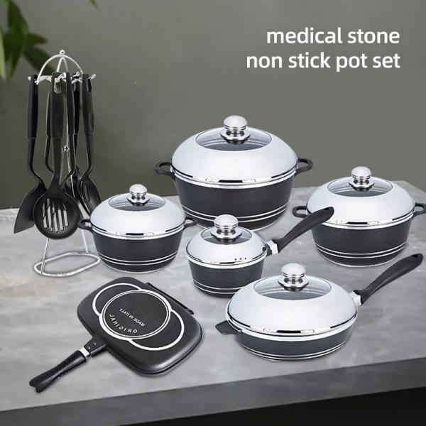 Quality Multifunction 23 Pcs Medical Stone Non Stick Pot Set Cookware Set Aluminum for sale