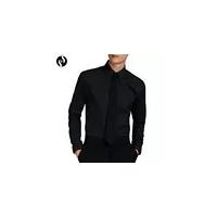 Quality New fashion solid black slim fit shirts pattern shirt men's long sleeve casual for sale