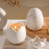 China Egg Shape Ceramic Candle Containers Multifunctional For Home Decoration factory