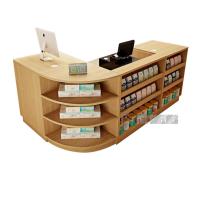 Quality Wooden Supermarket Cashier Counter Table With Display Case Fashionable ODM for sale