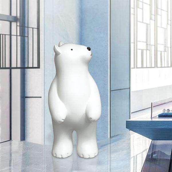 Quality White Cartoon Resin Art Sculpture Landing Polar Bear Animal Outdoor Sculptures for sale