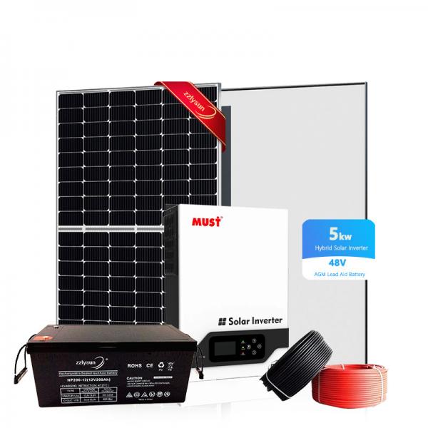 Quality Hybrid Solar Panel Power System Portable Power Lead Aid Battery Kit 5KW for sale