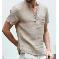China Oem Apparel Men Short Sleeve Shirts Linen Button Down Beach Casual Summer Shirts factory