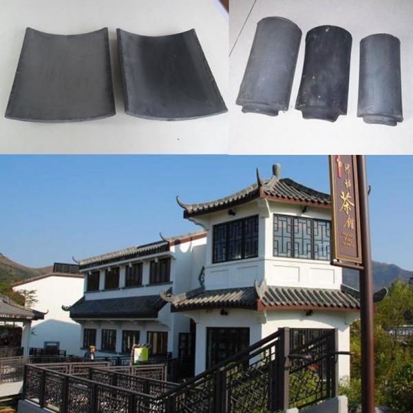 Quality Pagoda Gardens Chinese Clay Roof Tiles Matt Bent Tea House Black Grey for sale