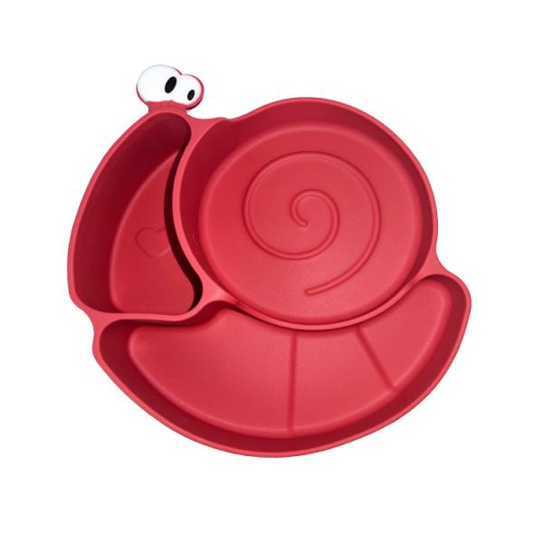 Quality Suction Silicone Feeding Tray Set Food Grade Infant Feeding Dish Snail Shape for sale