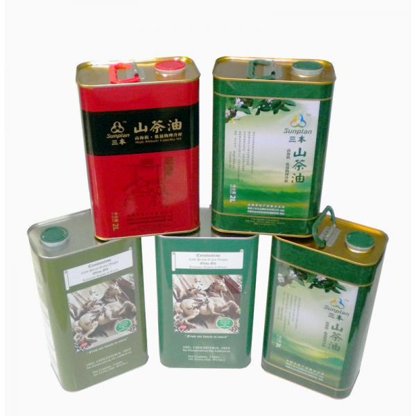 Quality 1.75L Large Rectangular Metal Tins Olive Oil Packaging Tin Cans for sale
