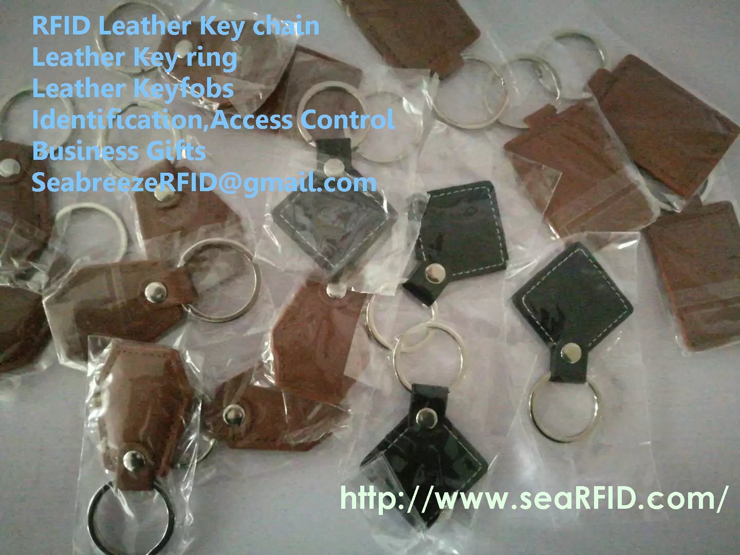 China RFID leather keychain card,leather key rings card factory