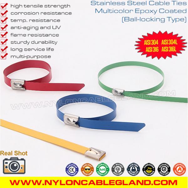 Quality Epoxy Coated Metal Cable Ties, 316L, 316, 304 Polyester Coated Stainless Steel for sale